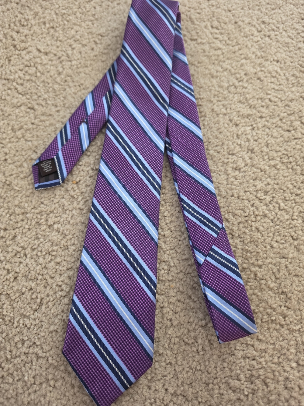 Purple and BlueStriped Men's Tie - Classic Diagonal Pattern Black And Brown 1826